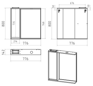 Зеркальный шкаф с подсветкой Brevita Balaton BAL-04080-01-01Л левый 80см белый/серый